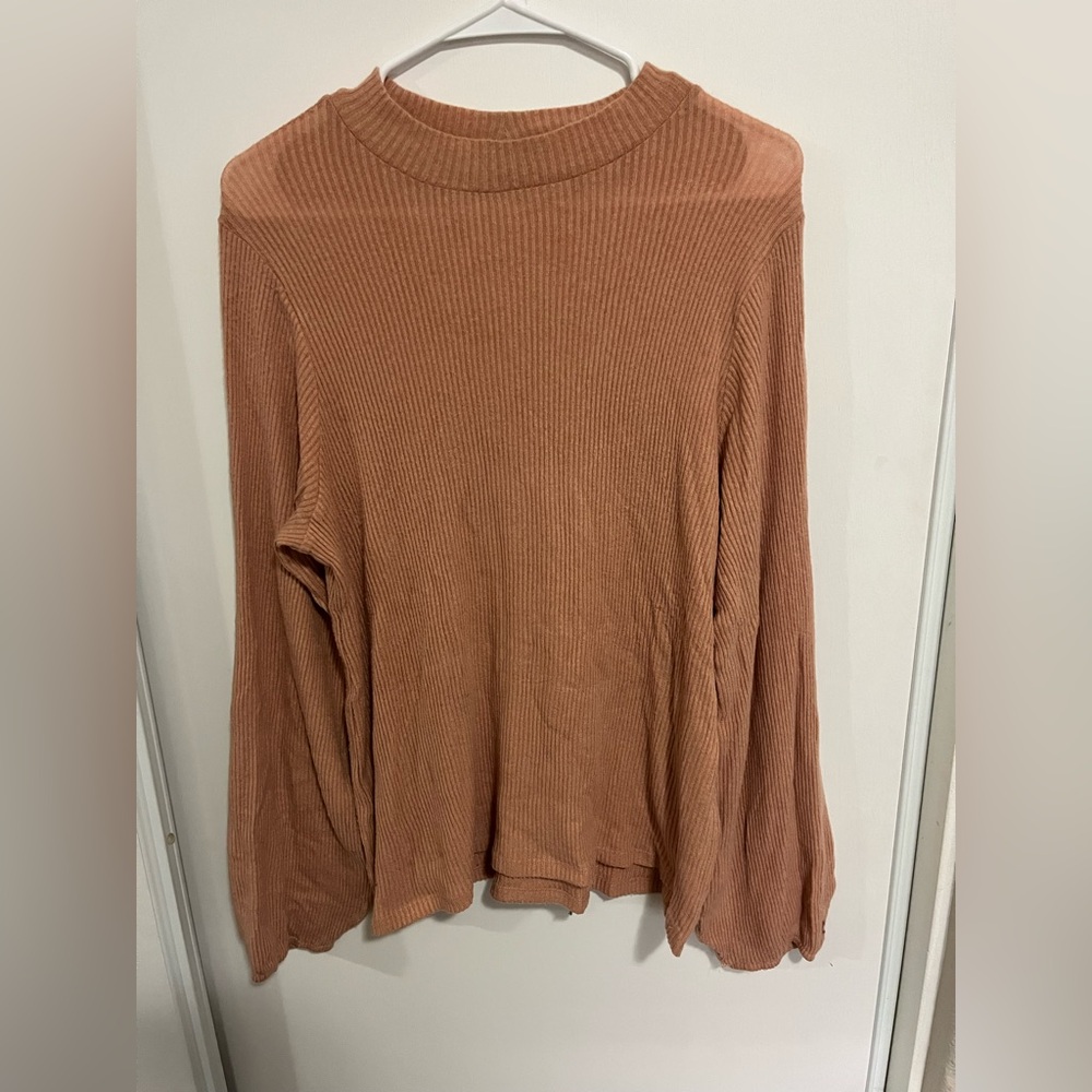 Reformation Designer Peach Tencel Ribbed Stretchy High Neck Top LARGE‎